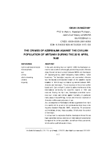 The Crimes of Azerbaijan Against the Civilian Population of Artsakh During the 2016 April War