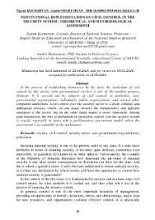 Institutional Implementation of Civil Control in the Security System: Theoretical and Methodological Assessment
