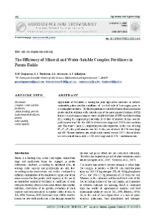 The Efficiency of Mineral and Water-Soluble Complex Fertilizers in Potato Fields