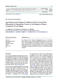 Agrochemical and Ecological Conditions of Brown Forest Soils Determined by Degradation Factors by the Example of Bazum Community of Lori Regio
