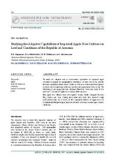 Studying the Adaptive Capabilities of Imported Apple-Tree Cultivars in Lowland Conditions of the Republic of Armenia