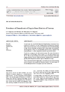 Prevalence of Demodicosis of Dogs in Some Districts of Yerevan