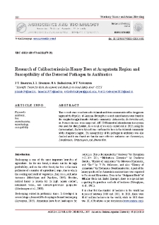 Research of Colibacteriosis in Honey Bees at Aragatsotn Region and Susceptibility of the Detected Pathogen to Antibiotics