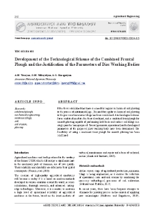 Development of the Technological Scheme of the Combined Frontal Plough and the Justification of the Parameters of Disc Working Bodies