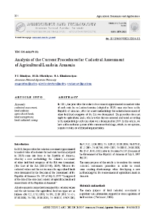 Analysis of the Current Procedures for Cadastral Assessmentof Agricultural Lands in Armenia