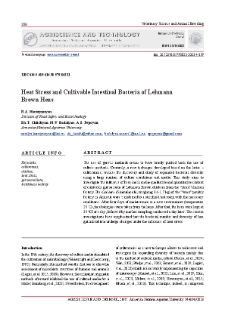 Heat Stress and Cultivable Intestinal Bacteria of LehmannBrown Hens