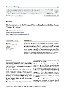 The Investigation of the Untapped Winemaking Potential of the Grape Variety “Hastakot”