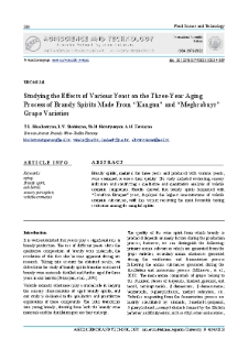 Studying the Effects of Various Yeast on the Three-Year Aging Process of Brandy Spirits Made From “Kangun” and “Meghrabuyr”Grape Varieties