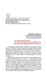Factor Analysis of Socio-Economic Development of Enlarged Communities in the RA