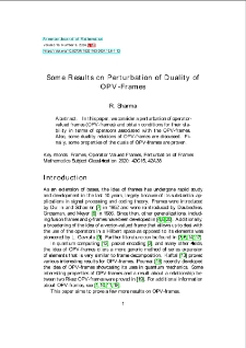 Some Results on Perturbation of Duality of OPV-Frames