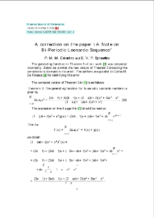 A correction on the paper "A Note on Bi-Periodic Leonardo Sequence''