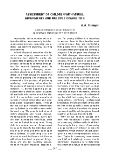 Assessment Of Children With Visual Impairments And Multiple Disabilities