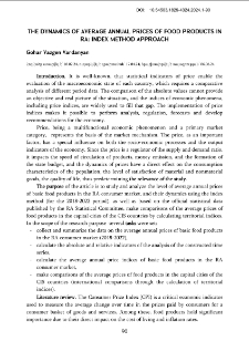 The Dynamics of Average Annual Prices of Food Products in RA: Index Method Approach