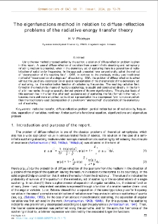 The eigenfunctions method in relation to diffuse reflection problems of the radiative energy transfer theory