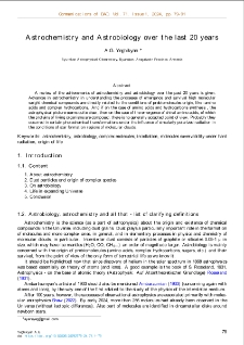 Astrochemistry and Astrobiology over the last 20 years