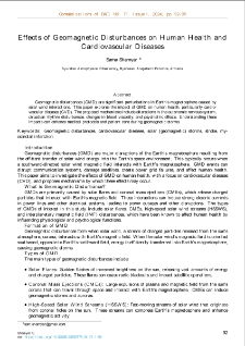 Effects of Geomagnetic Disturbances on Human Health and Cardiovascular Diseases