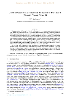 On the Possible Astronomical Function of Portasar’s (Göbekli Tepe) Pillar 27