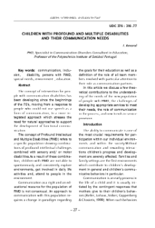 Children With Profound And Multiple Disabilities And Their Communication Needs