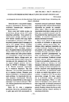 Ocena Potrzeb Komunikacyjnych I Etapy Oceny AAC
