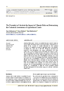The Necessity to Calculate the Impact of Climate Risks on Determiningthe Cadastral Assessment of Agricultural Lands