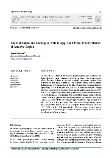 The Habitation and Damage of Mite in Apple and Plum Tree Orchards of Armavir Region