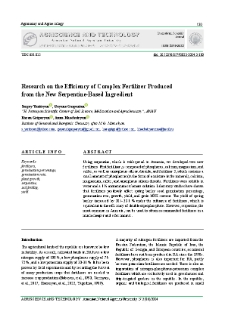 Research on the Efficiency of Complex Fertilizer Produced from the New Serpentine-Based Ingredient