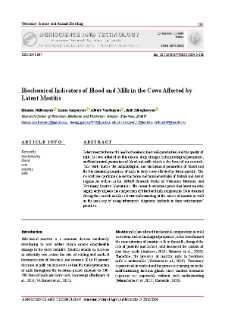 Biochemical Indicators of Blood and Milk in the Cows Affected by Latent Mastitis