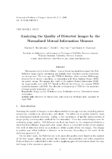 Analyzing the Quality of Distorted Images by the Normalized Mutual Information Measure