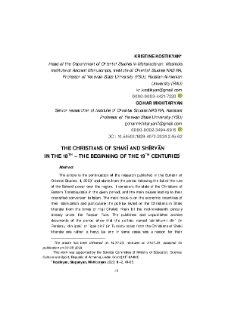 The Christians of Shaki and Shirvan In the 18th – the Beginning of the 19th Centuries