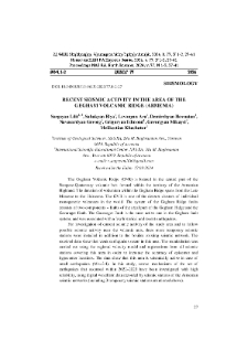 Recent seismic activity in the area of the Gegham volcanic ridge (Armenia)
