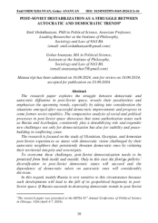 Post-Soviet Destabilization as a Struggle between Autocratic and Democratic Trends