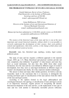 The Problem of Typology of States and Legal Systems
