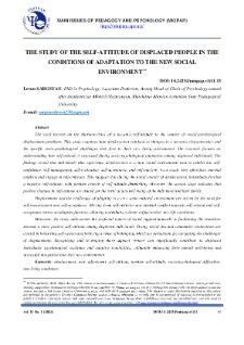 The Study Of The Self-Attitude Of Displaced People In The Conditions Of Adaptation To The New Social Environment