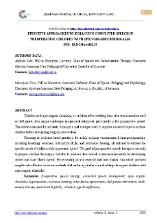 Effective Approaches To Enhancing Connected Speech In Preoperative Children With Open Organic Rhinolalia