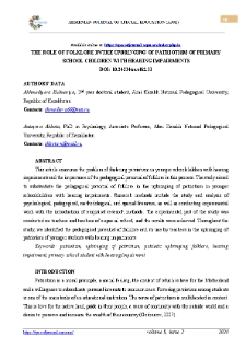 The Role Of Folklore In The Upbringing Of Patriotism Of Primary School Children With Hearing Impairments