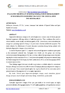 Evaluating The Efficacy Of Muscle Stimulation In The Management Of Degenerative-Dystrophic Changes In The Cervical Spine