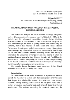 The Visual Reception of Parajanov in Italy. Poetry, Fairytale and Icon