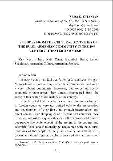Episodes from the Cultural Activities of the Iraqi-Armenian Community in the 20th Century: Theater and Music