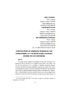 Participation Of Armenian Traders In The Development Of The Middle East Economy During XVII-XIX Centuries