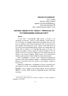 National Issues In The “Aravot” Periodical Of The Reorganised Hunchak Party