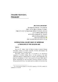 International Significance of Armenian Literature of the Golden Age