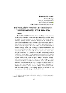 The Problems Of Tradition And Innovation In The Armenian Poetry Of The 1960s–1970s