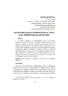 The Epistemological Interpretation of Truth in Sh.Perperyan’s Evaluative Views