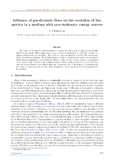 Influence of gas-dynamic flows on the evolution of linespectra in a medium with non-stationary energy sources
