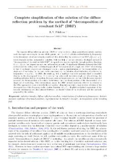 Complete simplification of the solution of the diffuse reflection problem by the method of “decomposition of resultant field” (DRF)