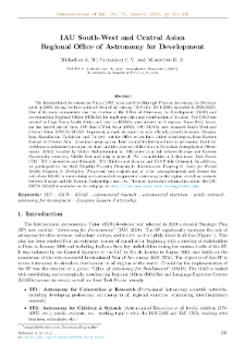 IAU South-West and Central Asian Regional Office of Astronomy for Development