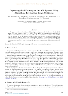 Improving the Efficiency of the AIS System Using Algorithms for Dealing Signal Collisions