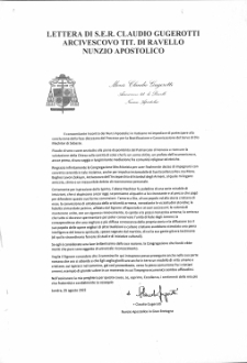 Lettera di S.E.R. Claudio Gugerotti Arcivescovo tit. di Ravello Nunzio Apostolico