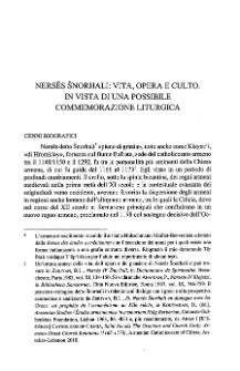 Nersēs Šnorhali: vita, opera e culto