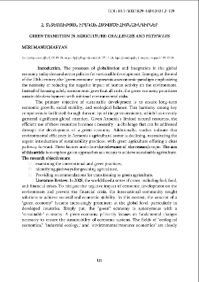 Green Transition In Agriculture: Challenges And Pathways